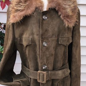 Piattelli Brown Trench Coat with Fur Collar